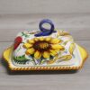 Ceramic Butterdish Handmande "Sunflower, Poppies and Wheat"