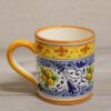 Italian Ceramic Mug, handmade and painted "Yellow Geometric"