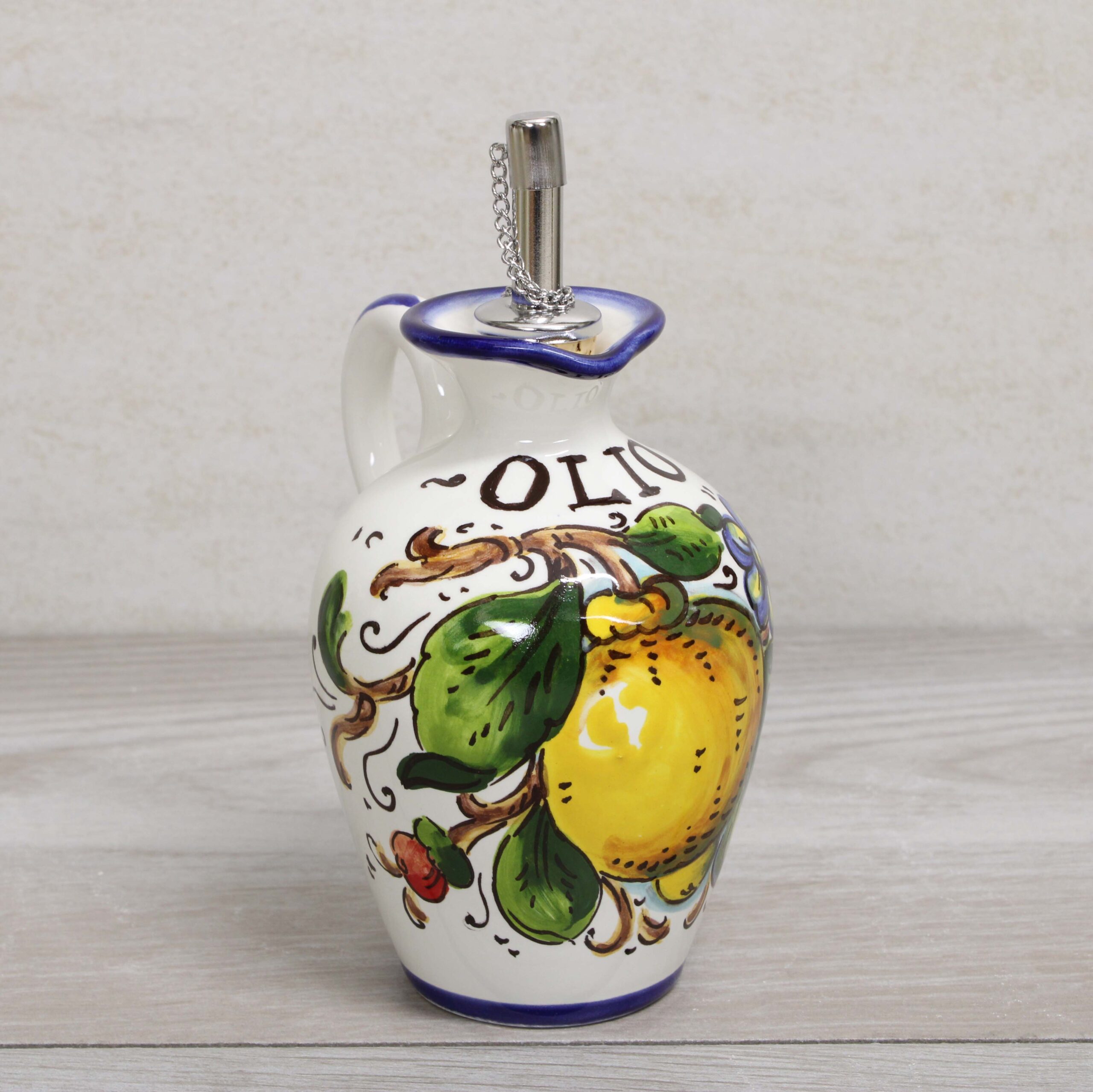 Oliera Ampollina in ceramica decorata a mano "Limone Nuovo"