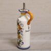 Italian Ceramic Classic olive oil cruet with handle, handmade "Red Florentine Lily"