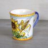 Italian Ceramic Mug, handmade and painted "Sunflower, poppies and wheat"