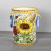 Ceramic Utensil Holder and Wine Cooler handmade “Sunflower, Poppies and Wheat”