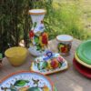 Italian Ceramic Mug, handmade and painted " Pomegranate and Flowers"